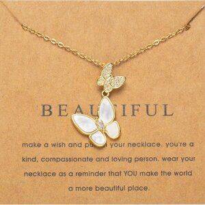 Gold Butterfly Necklace Sterling Silver 40cm Chain Elegant Gift for Women